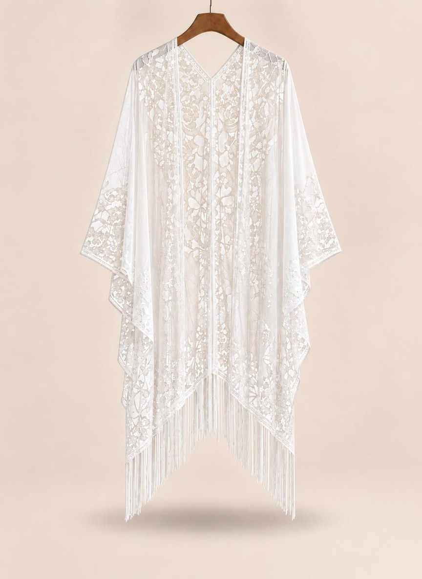 Ophelia lace outerwear in white
